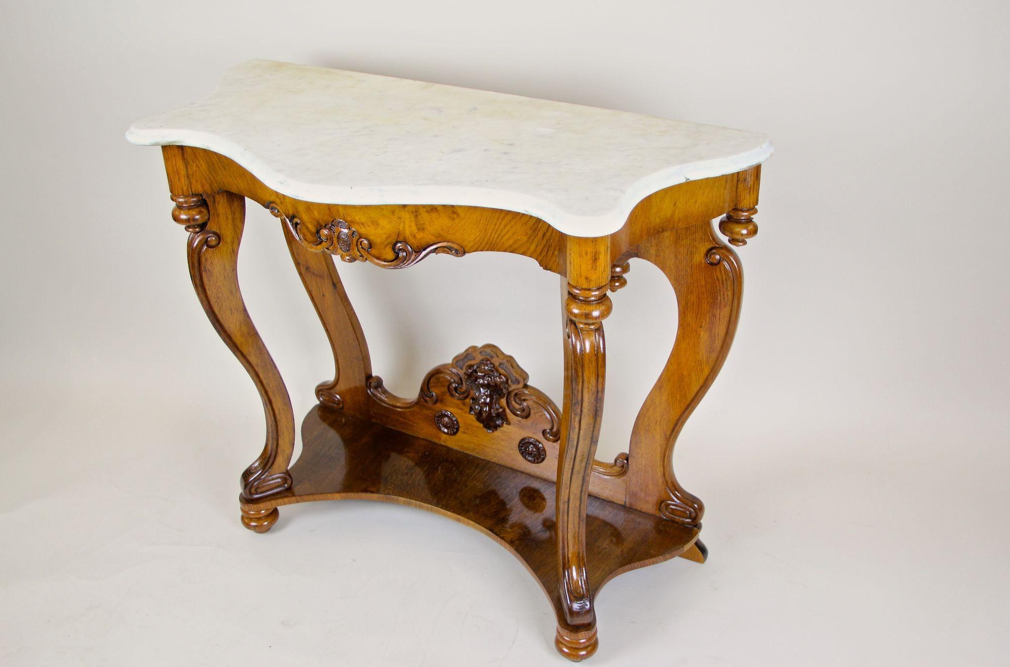 19th Century Console Table with Carrara Marble Top, Louis Philippe, FR c1850 For Sale 12