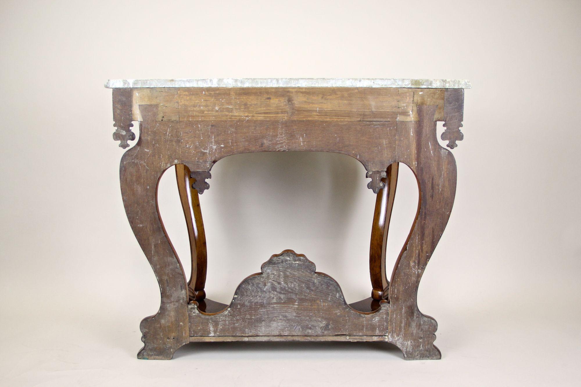 19th Century Console Table with Carrara Marble Top, Louis Philippe, FR c1850 For Sale 15