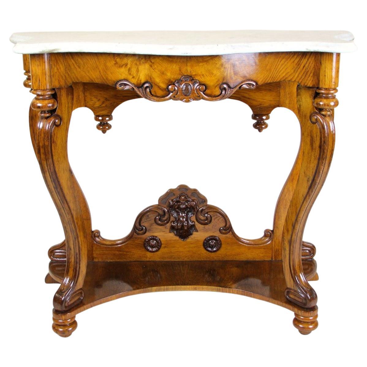 19th Century Console Table with Carrara Marble Top, Louis Philippe, FR c1850