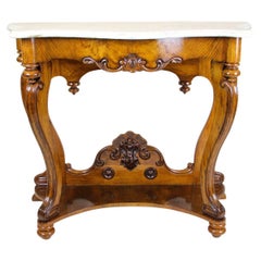 Antique 19th Century Console Table with Carrara Marble Top, Louis Philippe, FR c1850