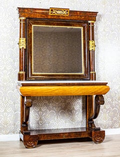 19th Century Console Table with Hinged Mirror