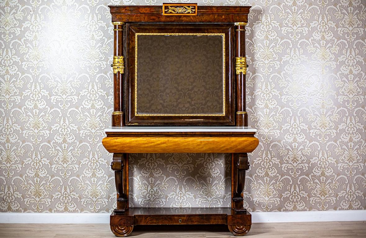 19th Century Console Table with Hinged Mirror In Good Condition For Sale In Opole, PL