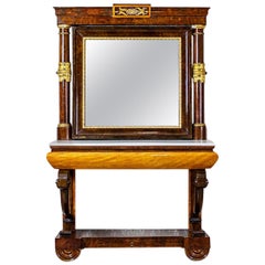 19th Century Console Table with Hinged Mirror