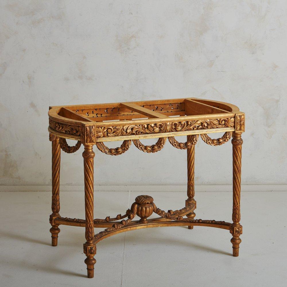 French 19th Century Console Table with Italian Marble in the Style of Louis XVI