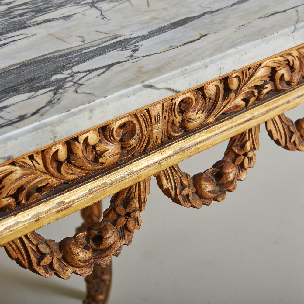 19th Century Console Table with Italian Marble in the Style of Louis XVI In Good Condition In Chicago, IL