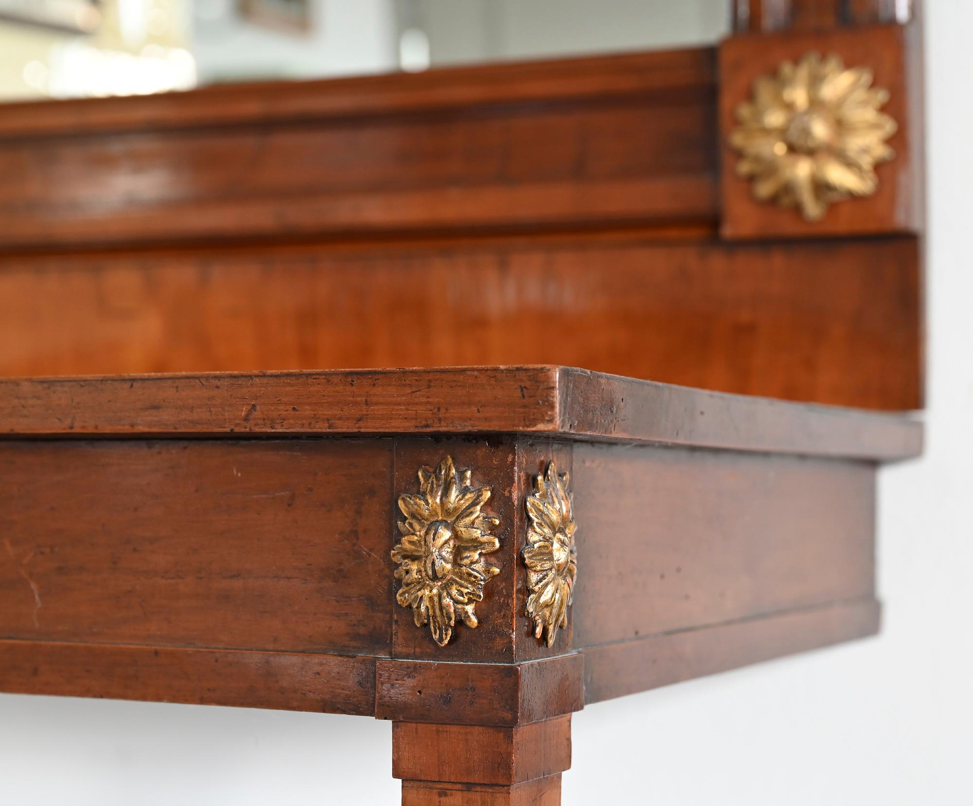 19th Century Console Table with Mirror circa 1810, South German cherrywood In Good Condition In Epfach, DE