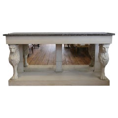 Antique 19th Century Console with Lion Supports