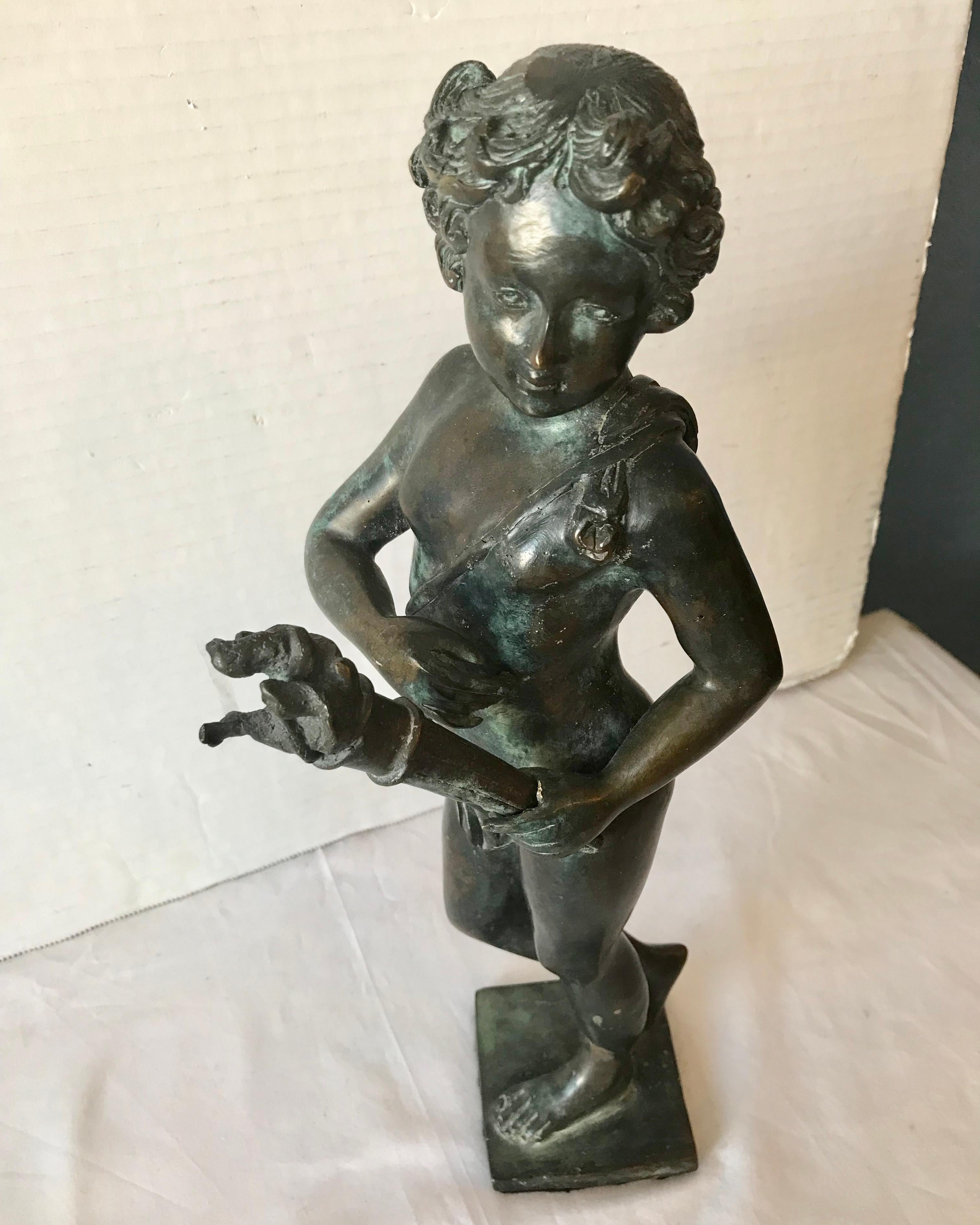 19th Century Contenental Bronze Figure of a Torch Bearer For Sale 8