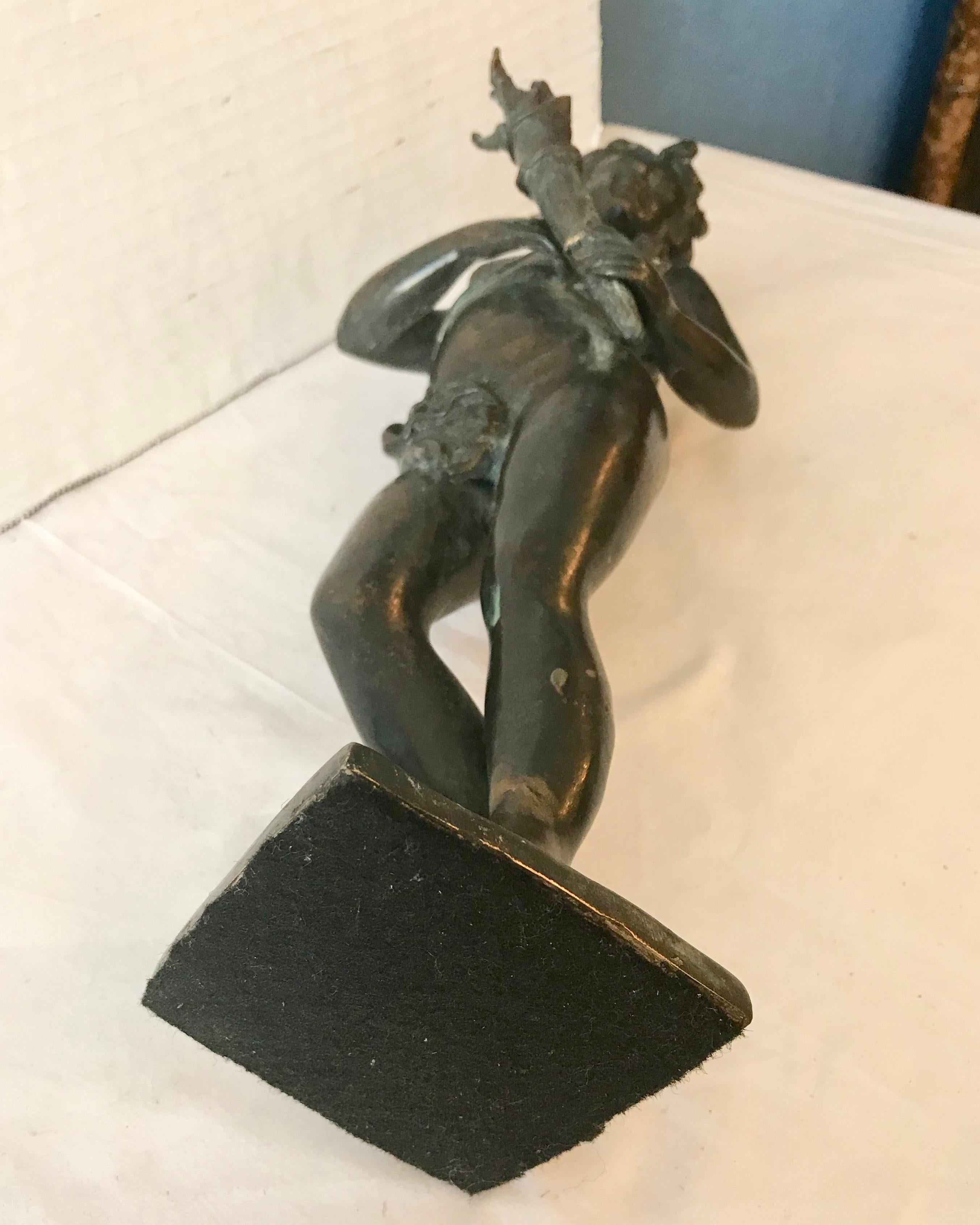 19th Century Contenental Bronze Figure of a Torch Bearer For Sale 9