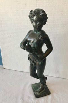 19th Century Contenental Bronze Figure of a Torch Bearer