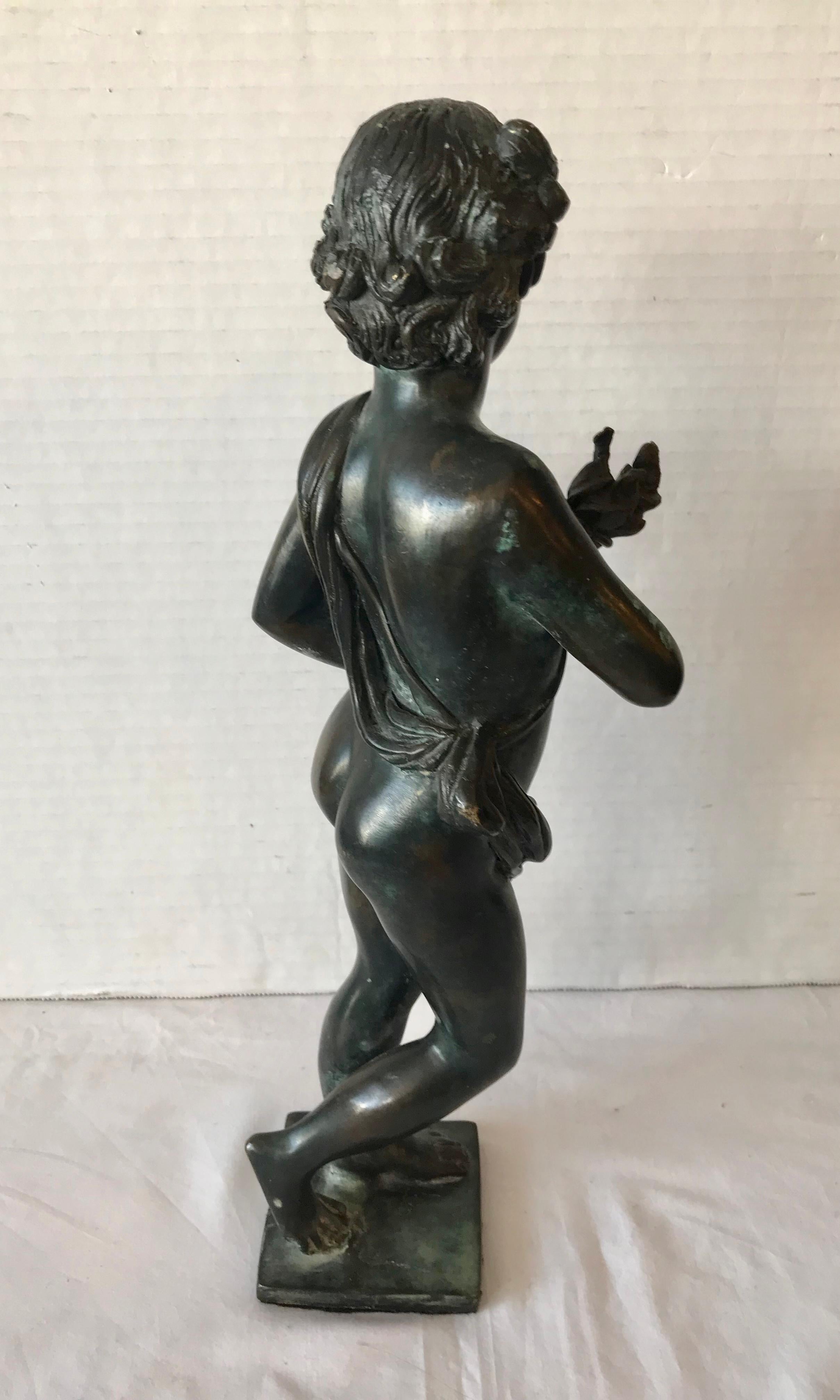 19th Century Contenental Bronze Figure of a Torch Bearer For Sale 1