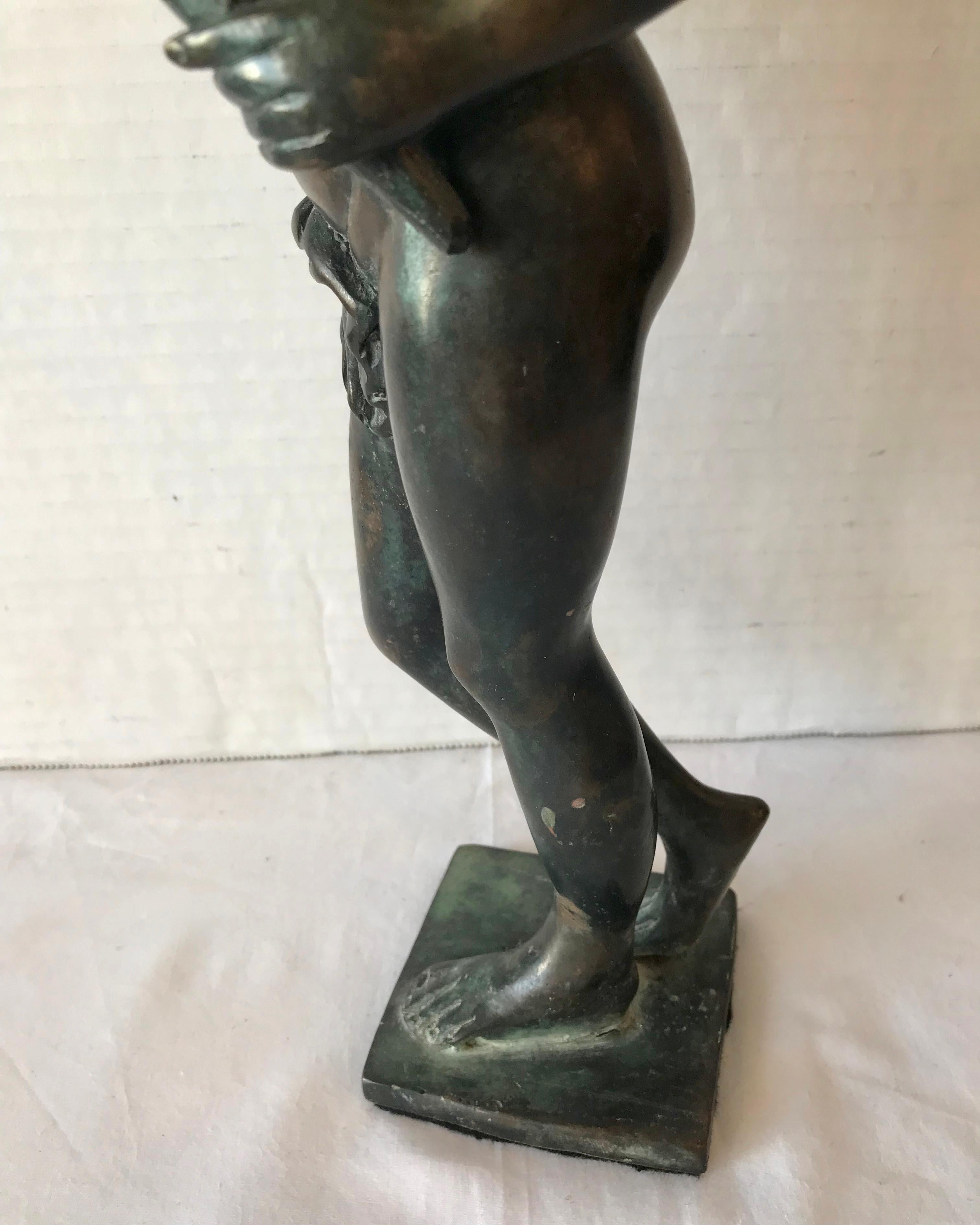 19th Century Contenental Bronze Figure of a Torch Bearer For Sale 3