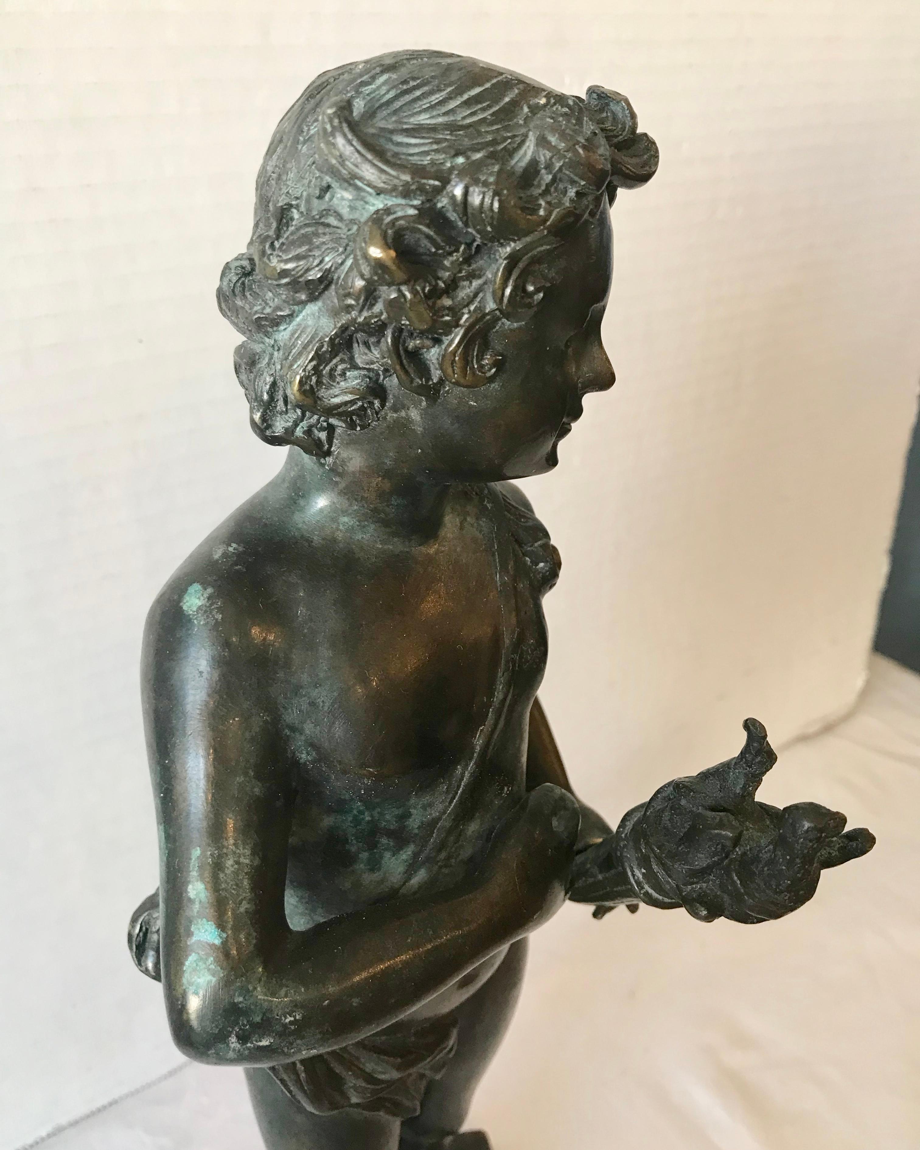 19th Century Contenental Bronze Figure of a Torch Bearer For Sale 5