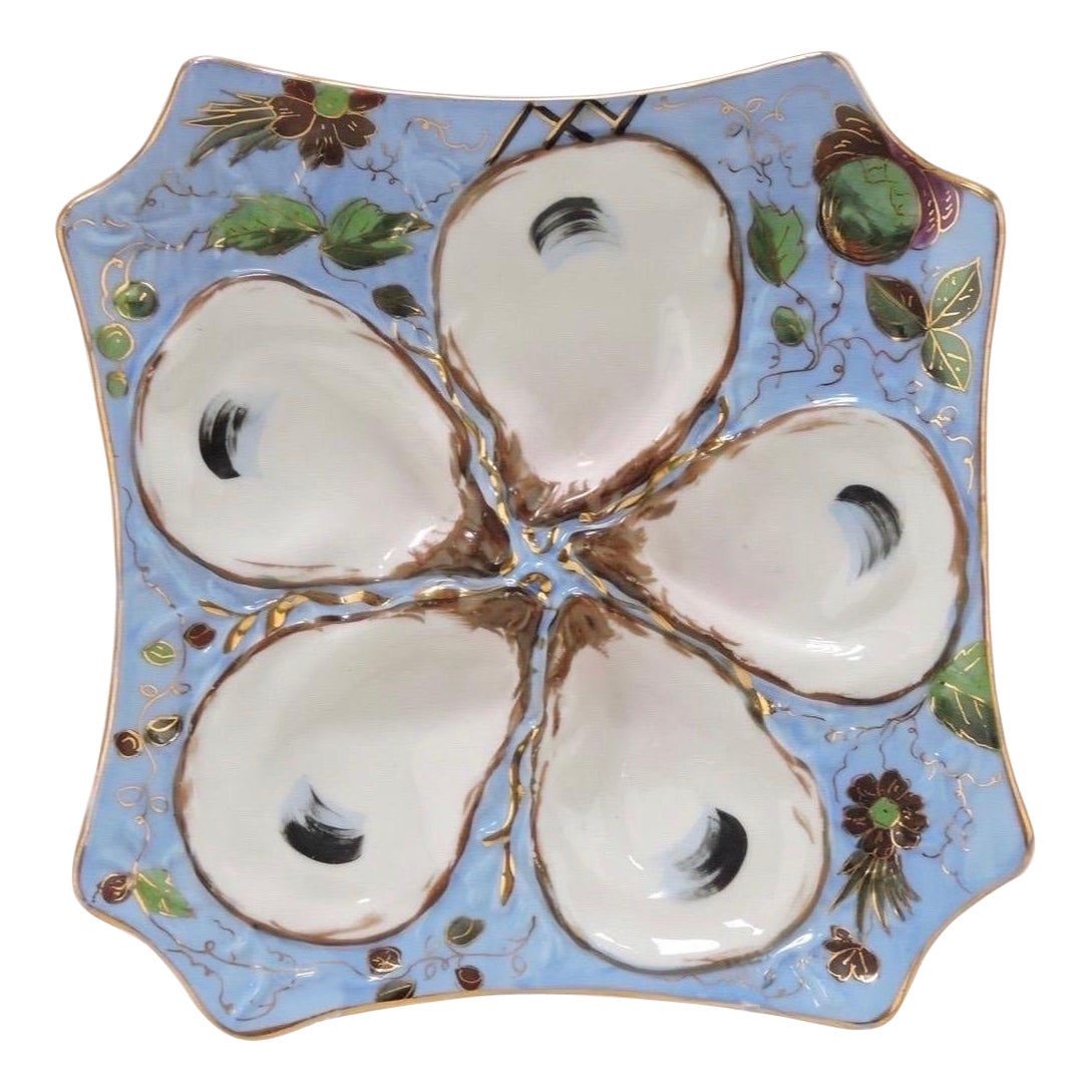 19th Century Continental 5 Well Square Oyster Plate