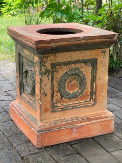 19th Century Continental Artisan Crafted Terracotta Garden Plinth, Urn Pedestal
