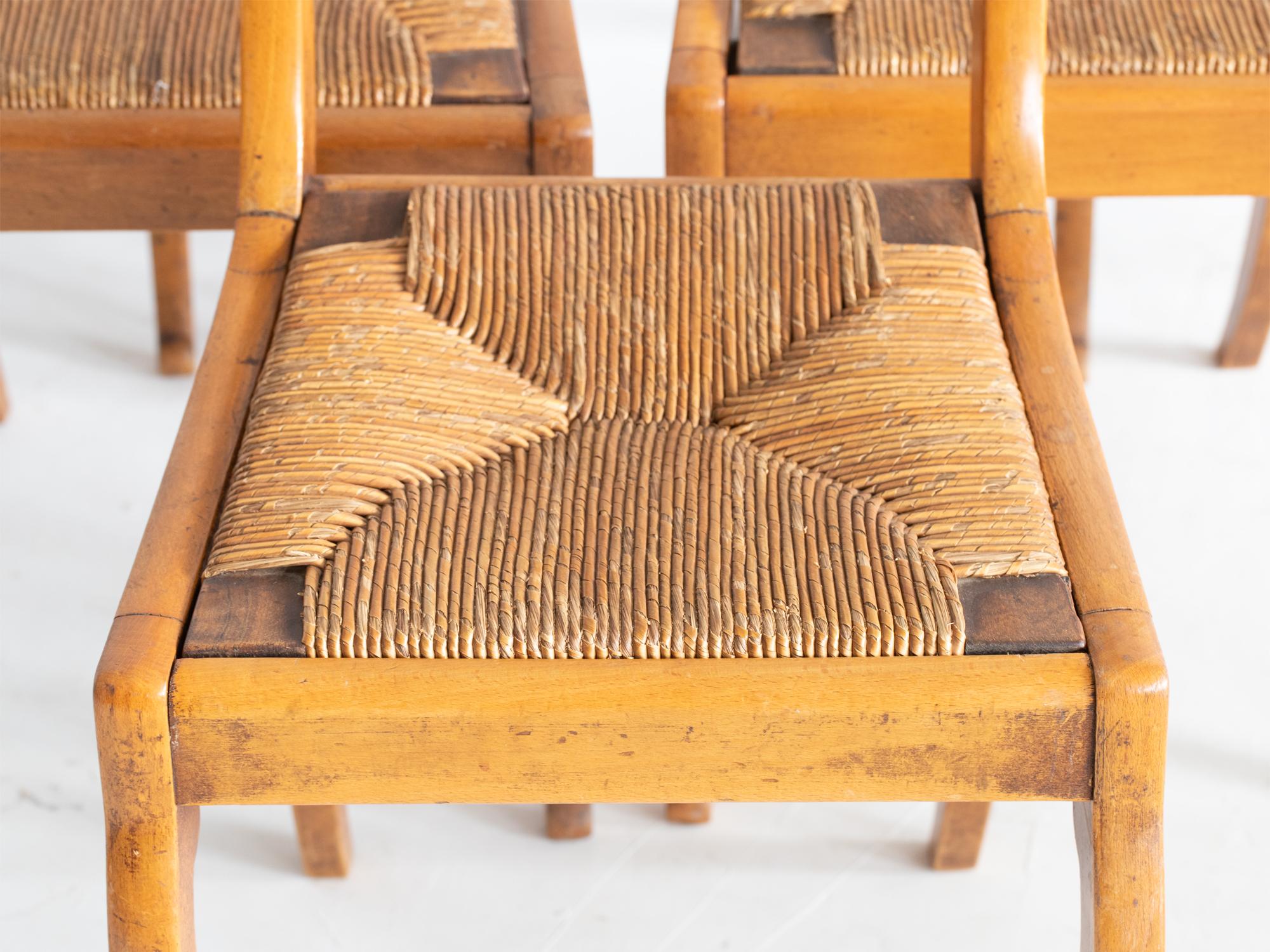 19th Century Continental Beech Dining Chairs For Sale 1