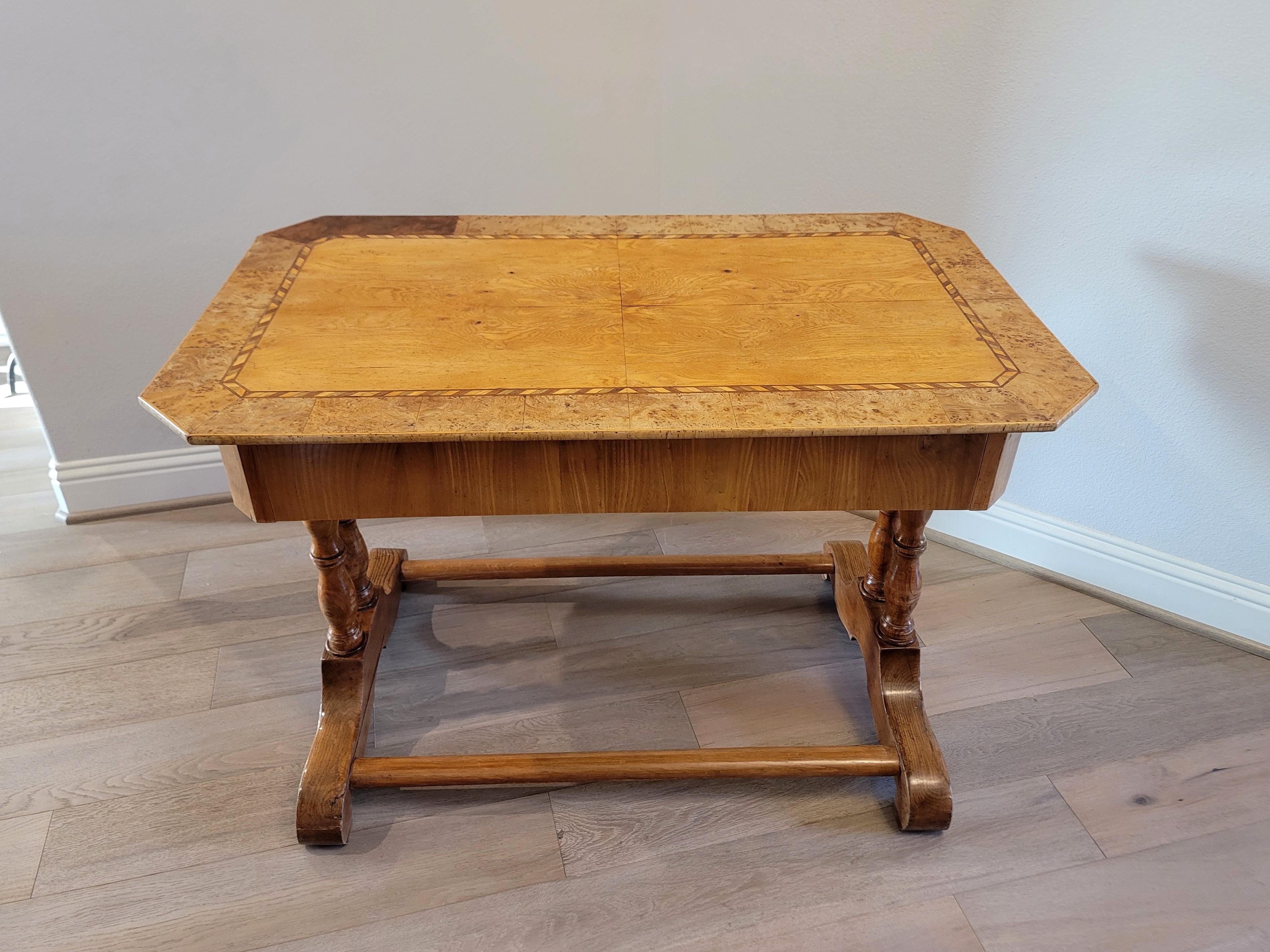 European 19th Century Continental Biedermeier Period Figured Maple Table  For Sale