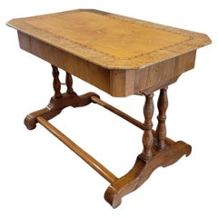 19th Century Continental Biedermeier Period Figured Maple Table 