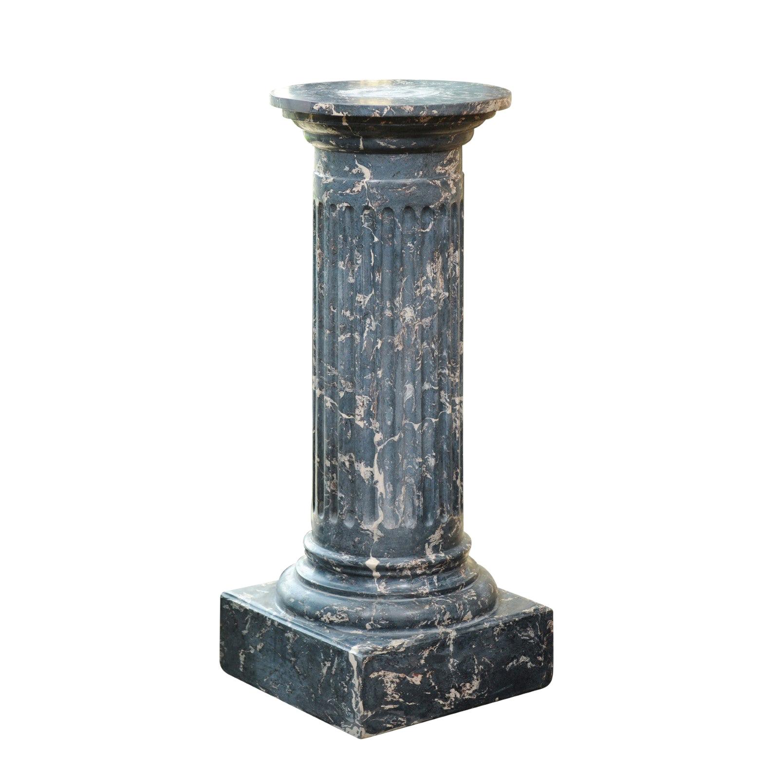 19th Century Continental Blue Marbleized Painted Terracotta Column/Pedestal