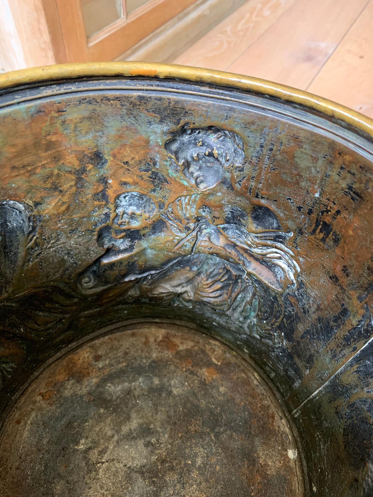 19th Century Continental Brass Cachepot with Lion Pulls For Sale 11