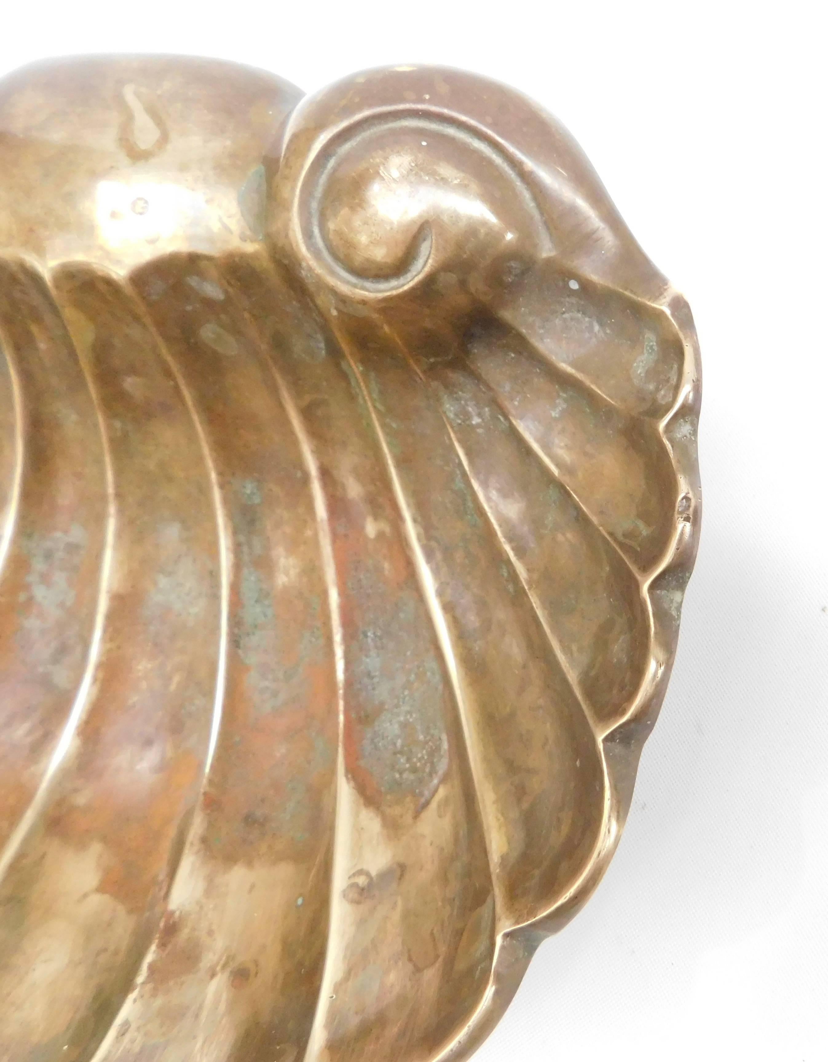 European 19th Century Continental Cast Bronze Shell Dish For Sale
