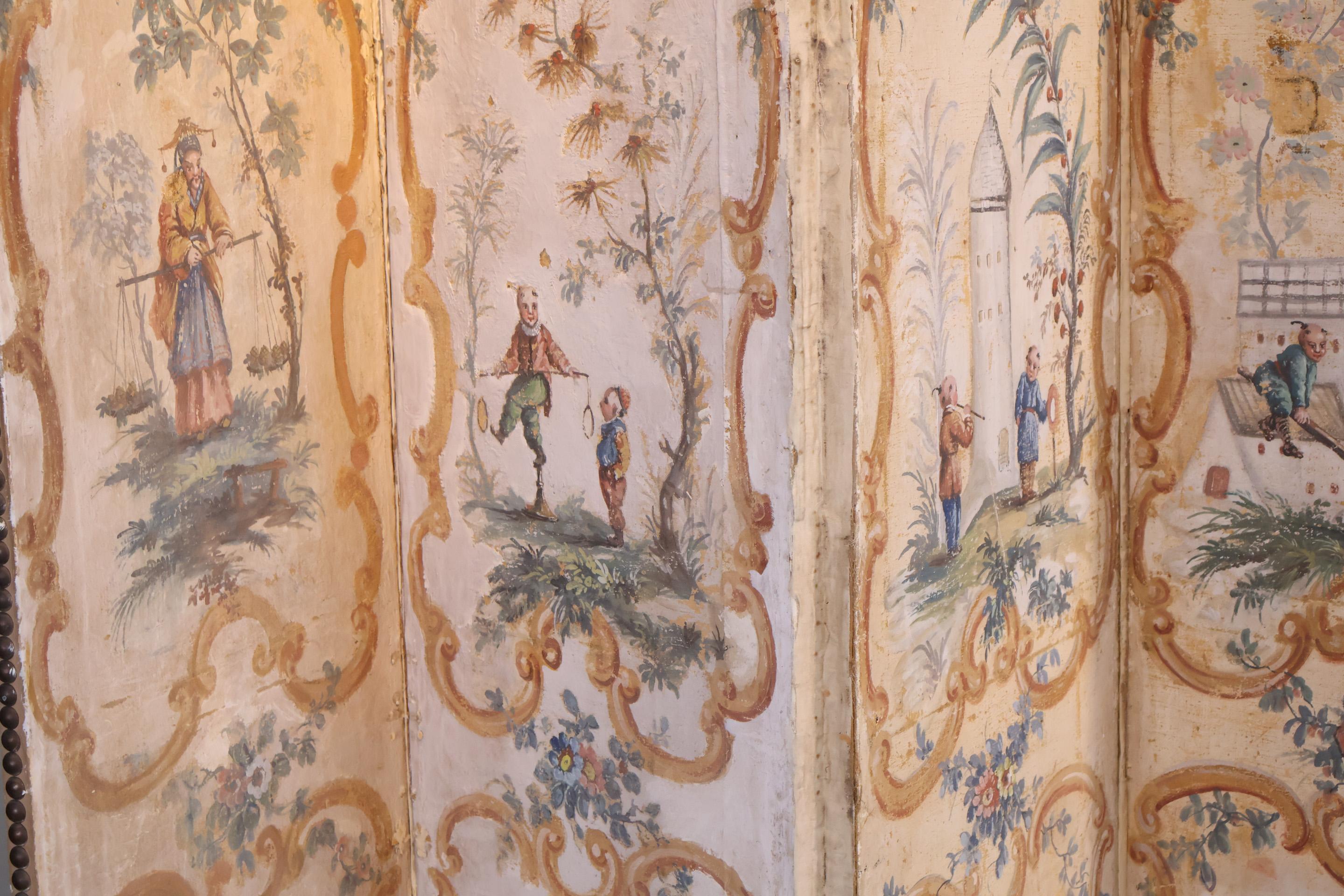 Biombo Chinoiserie Continental Siglo XIX siglo XIX en venta