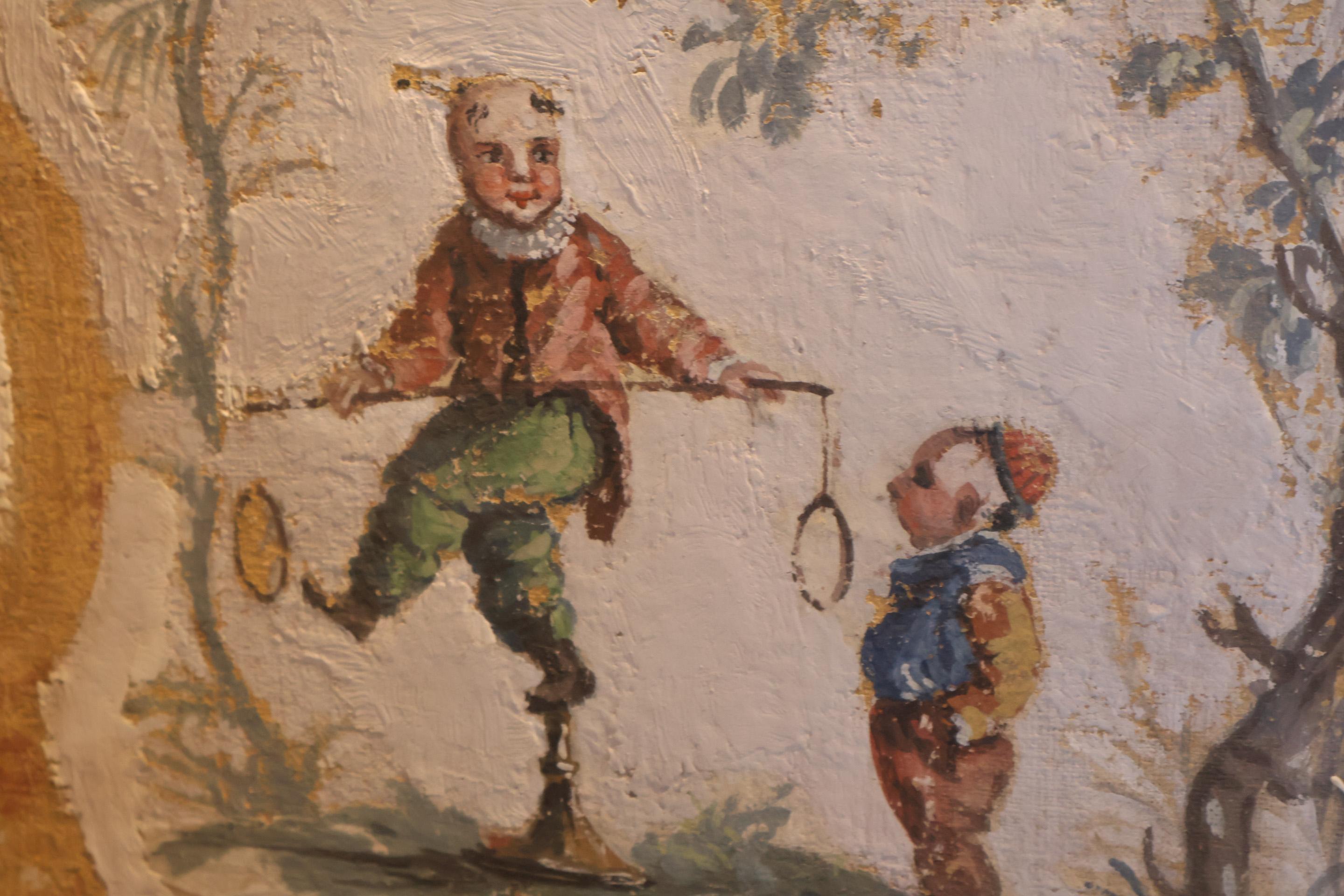 Biombo Chinoiserie Continental Siglo XIX Tela en venta