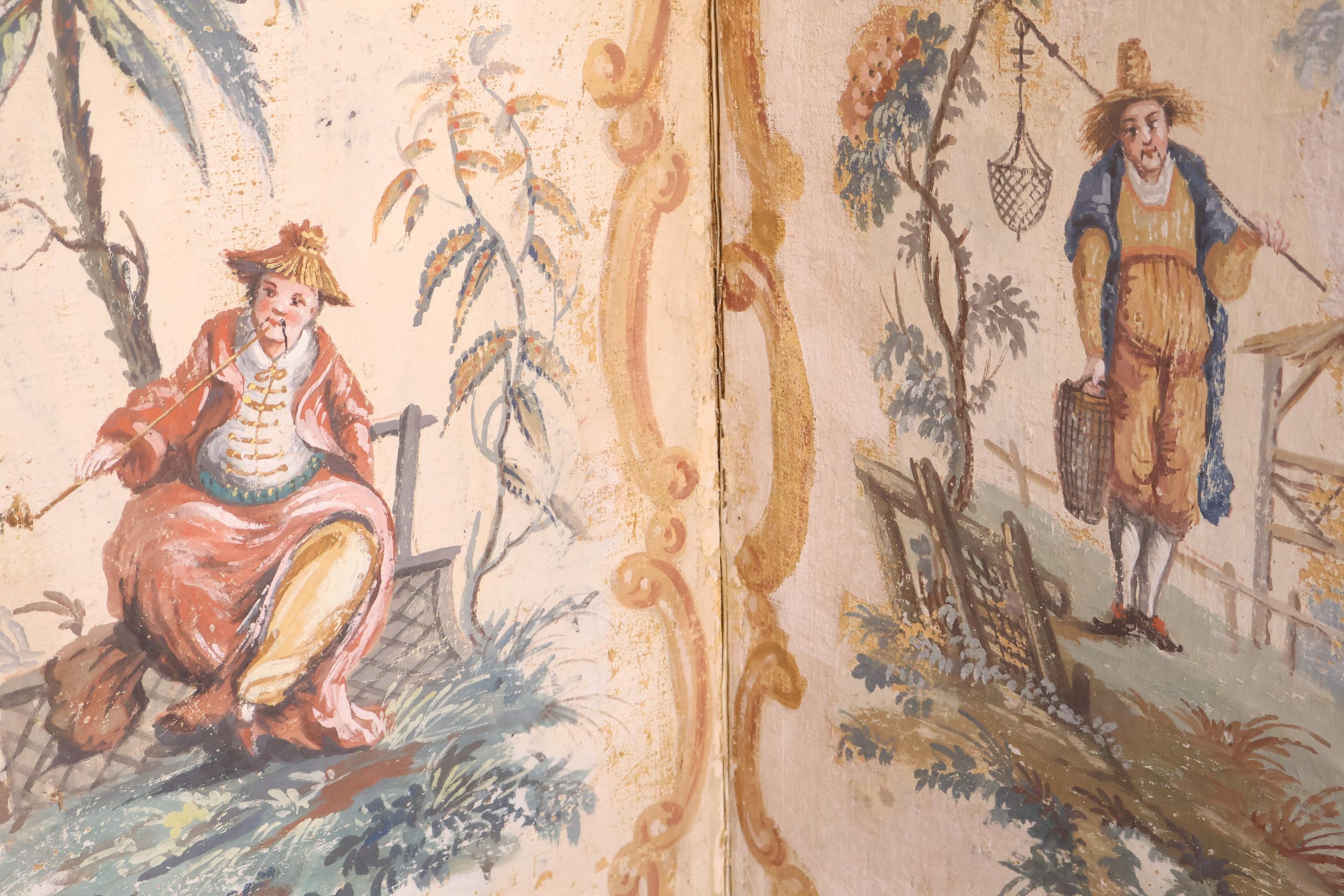 Biombo Chinoiserie Continental Siglo XIX en venta 1