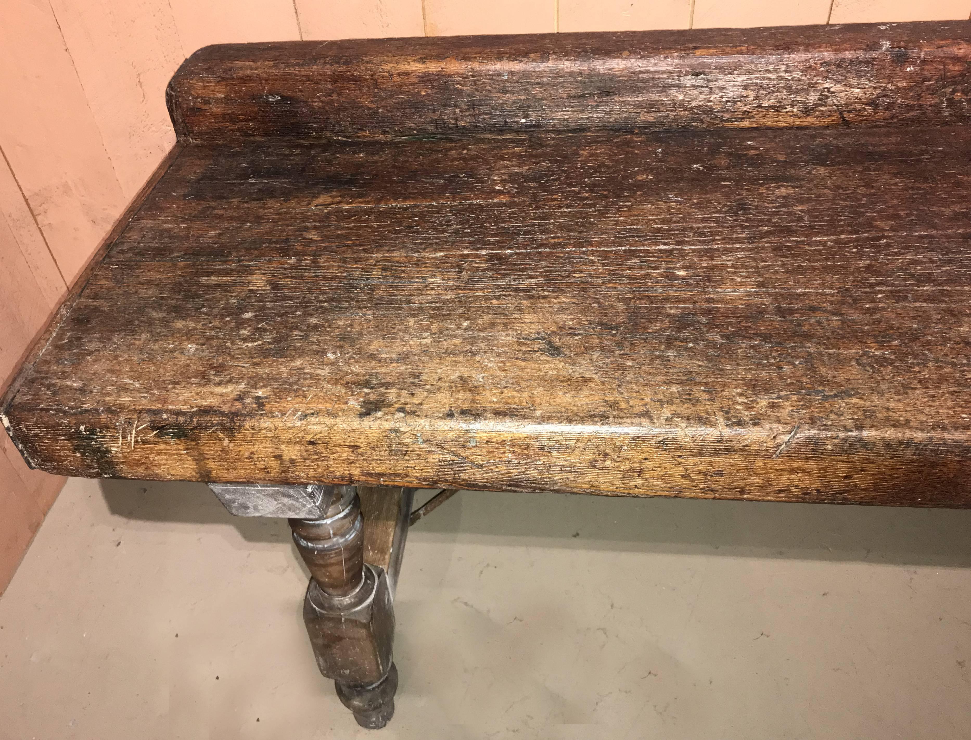 European 19th Century Continental Counter, Workbench, or Server with Crest Rail