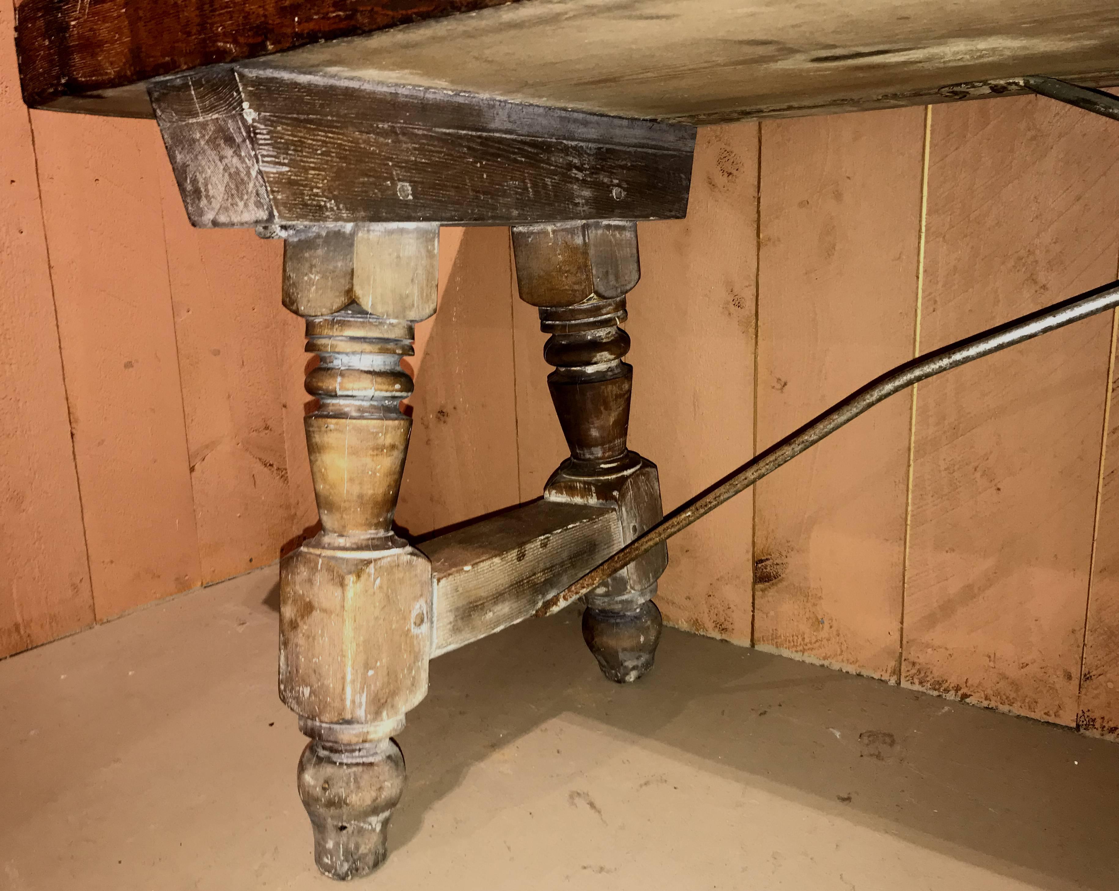 19th Century Continental Counter, Workbench, or Server with Crest Rail In Good Condition In Milford, NH