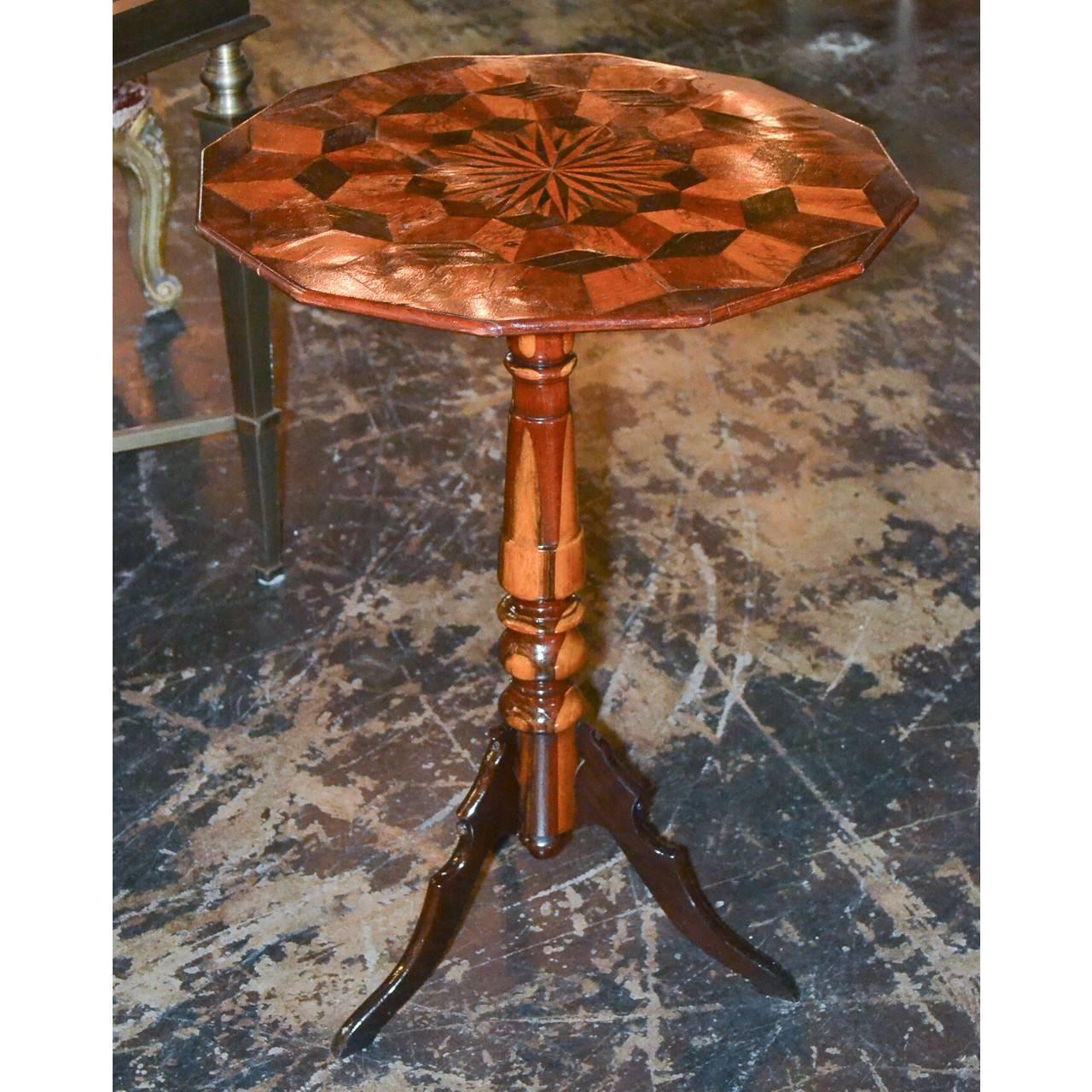 Inlay 19th Century Continental Exotic Wood Side Table