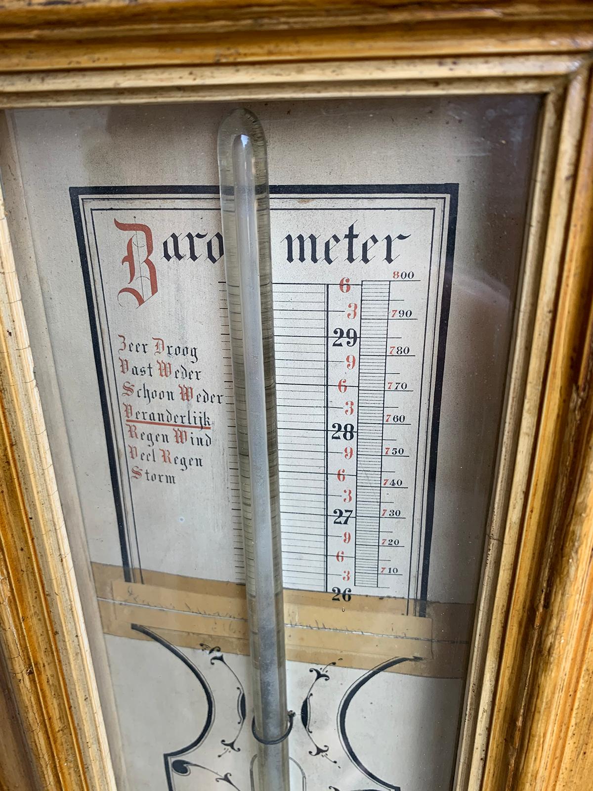 19th Century Continental Faux Bois Stick Barometer 2