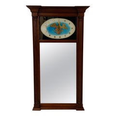 19th Century Continental Federal Trumeau Eglonise Mirror with Colonial Motif