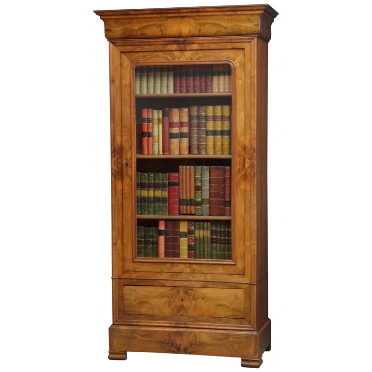 19th Century Continental Figured Walnut Bookcase Small