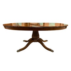 Antique 19th Century Continental Fluted Pedestal Oval Pedestal Dining Table, One Leaf