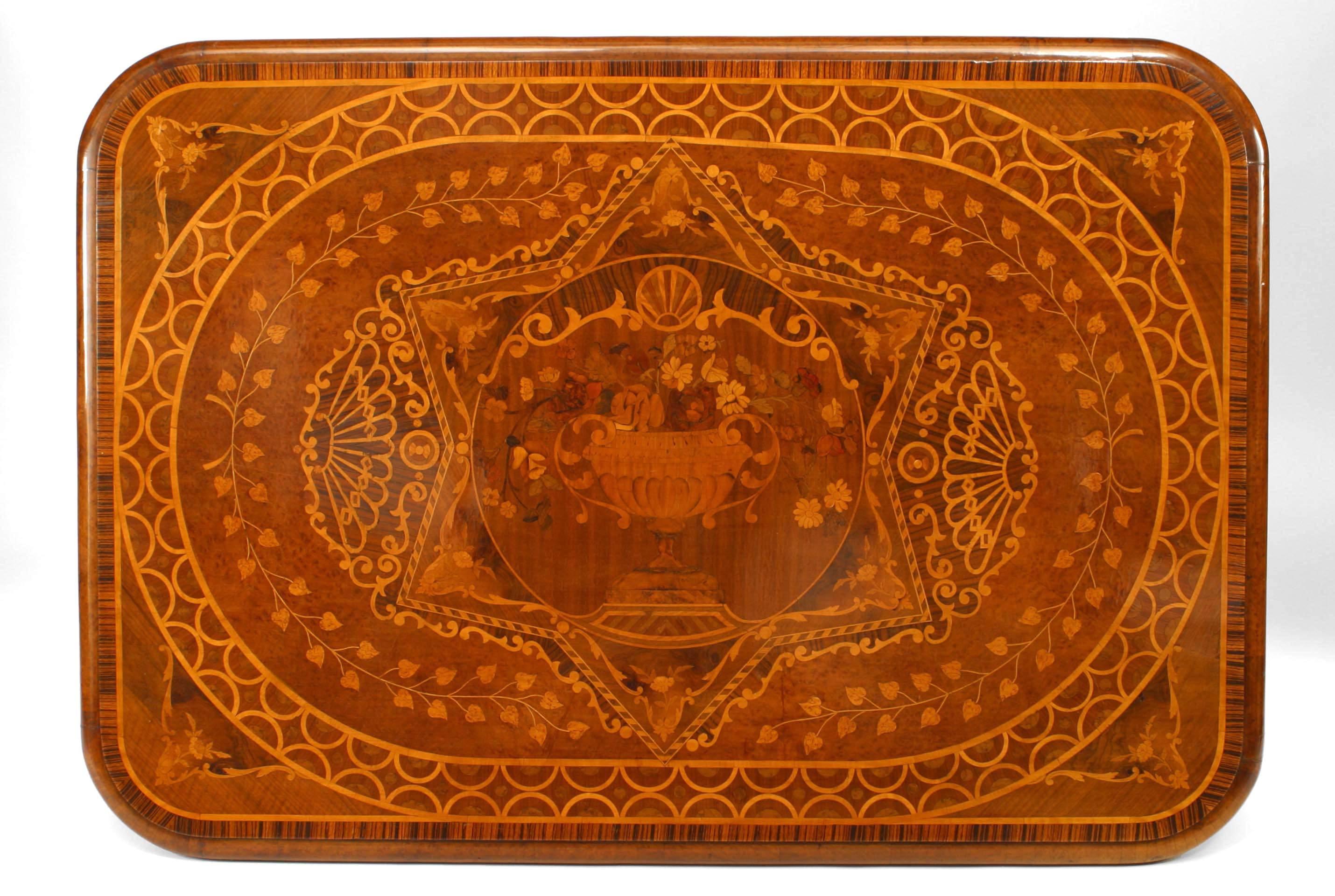 Continental German Inlaid Center Table For Sale 1