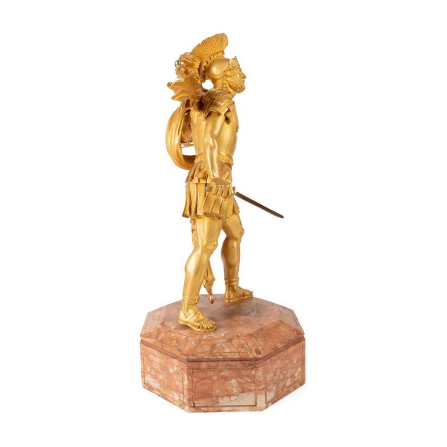 Late 19th Century 19th Century Continental Gilt Bronze Sculpture of Soldier For Sale