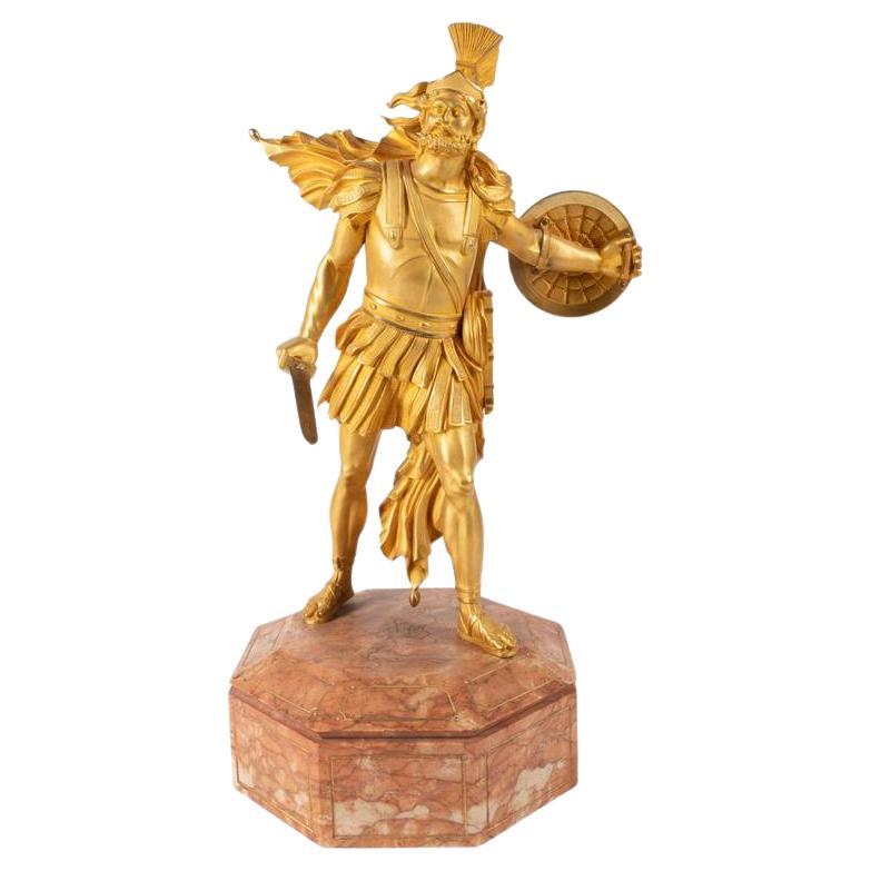 19th Century Continental Gilt Bronze Sculpture of Soldier For Sale