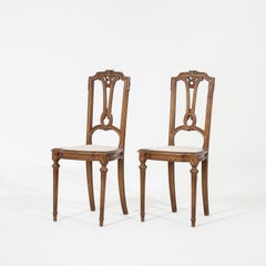 19th Century Continental Gilt Side Chairs reupholstered in Linen