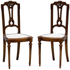 19th Century Continental Gilt Side Chairs reupholstered in Linen