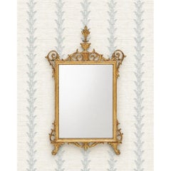 19th Century Continental Giltwood Mirror With Urn and Flame Crest