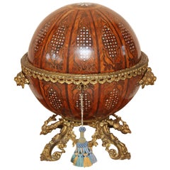 19th Century Continental Globular Walnut and Mother of Pearl Tantalus