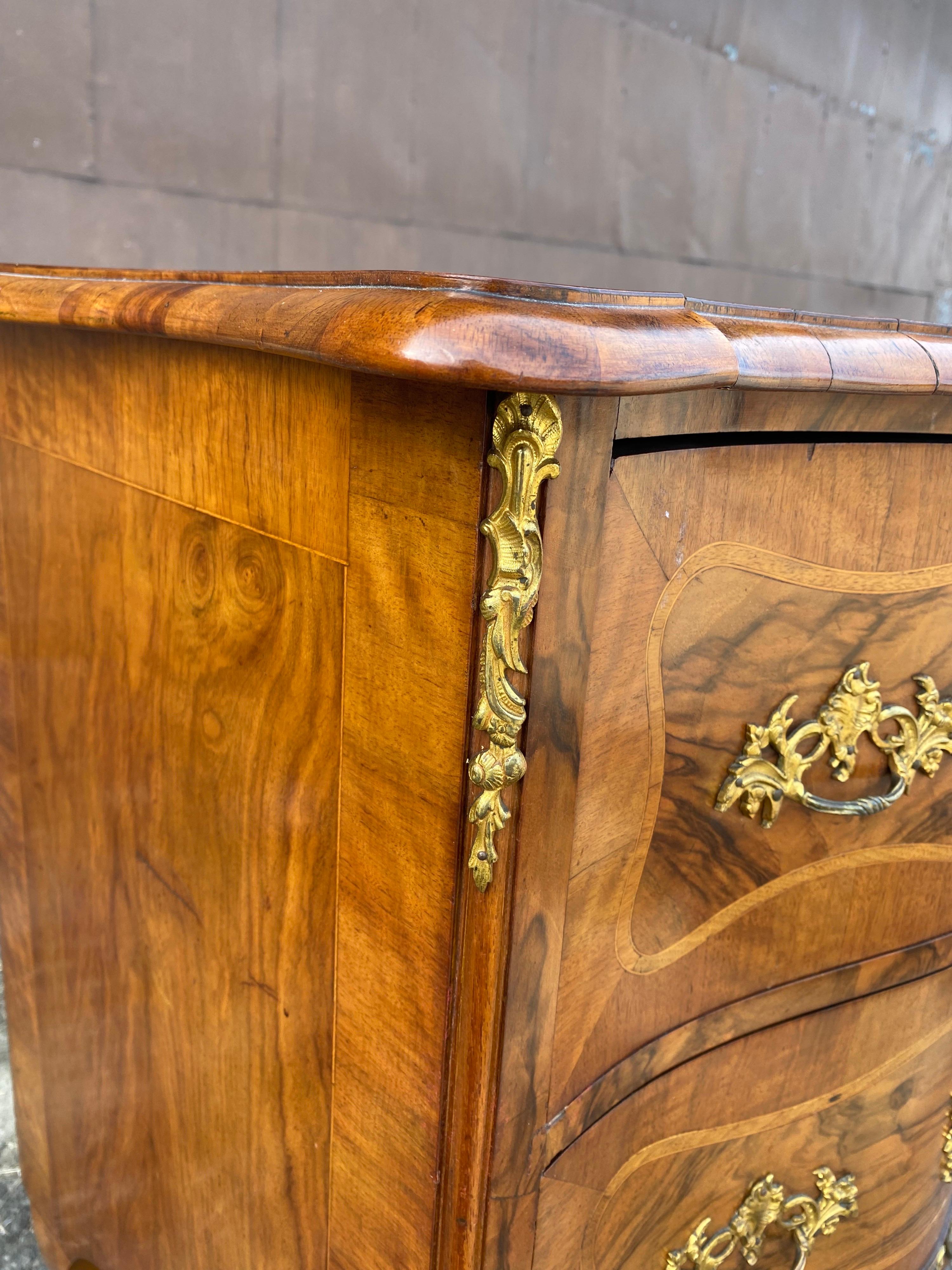 Fruitwood 19th Century Continental Inlaid Bedside Chest