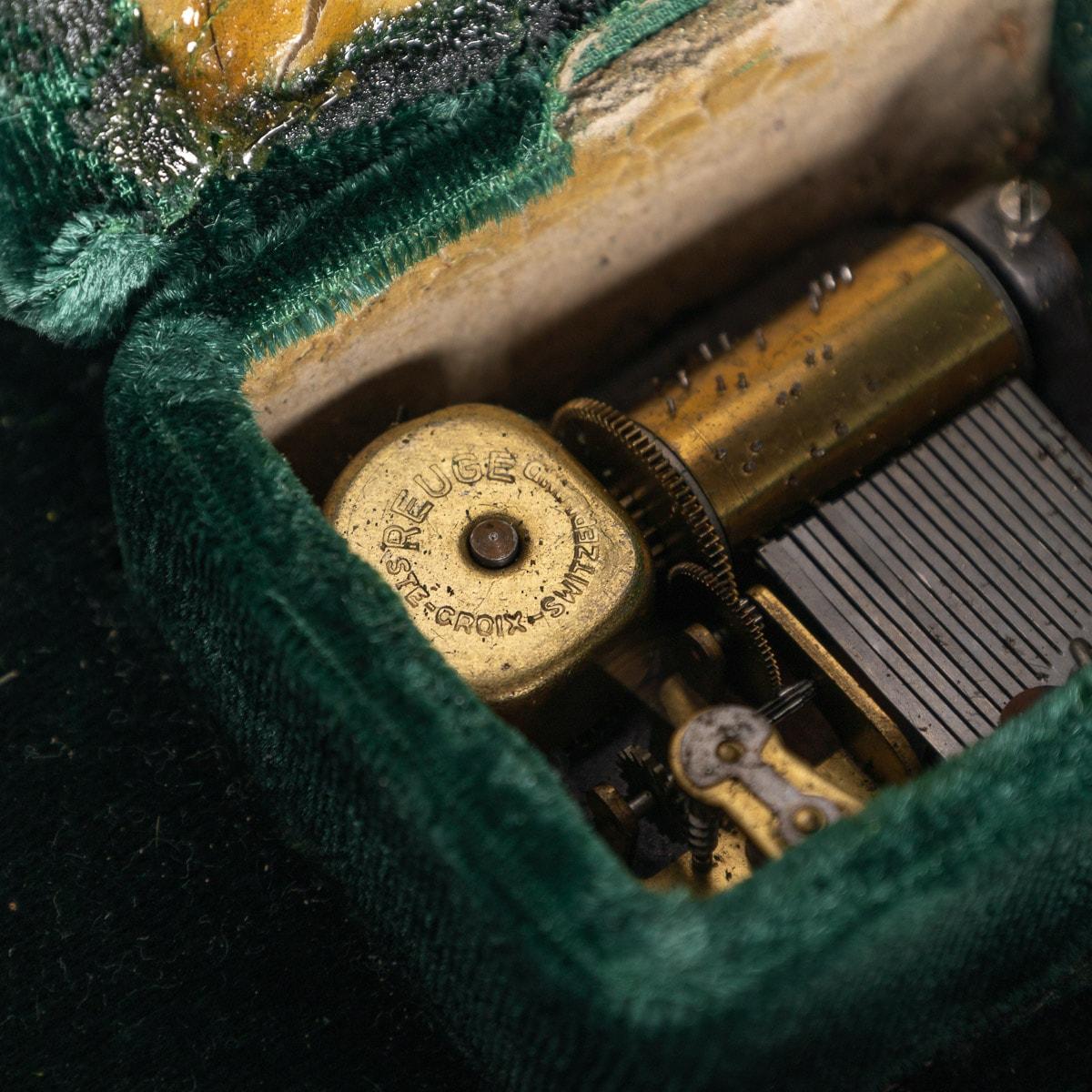 Boîte à bijoux de musique Reuge en cuir continental du 19ème siècle, vers 1880 8