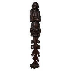 19th Century Continental Mahogany Caryatid Wood Carving