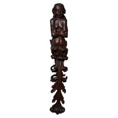 19th Century Continental Mahogany Caryatid Wood Carving