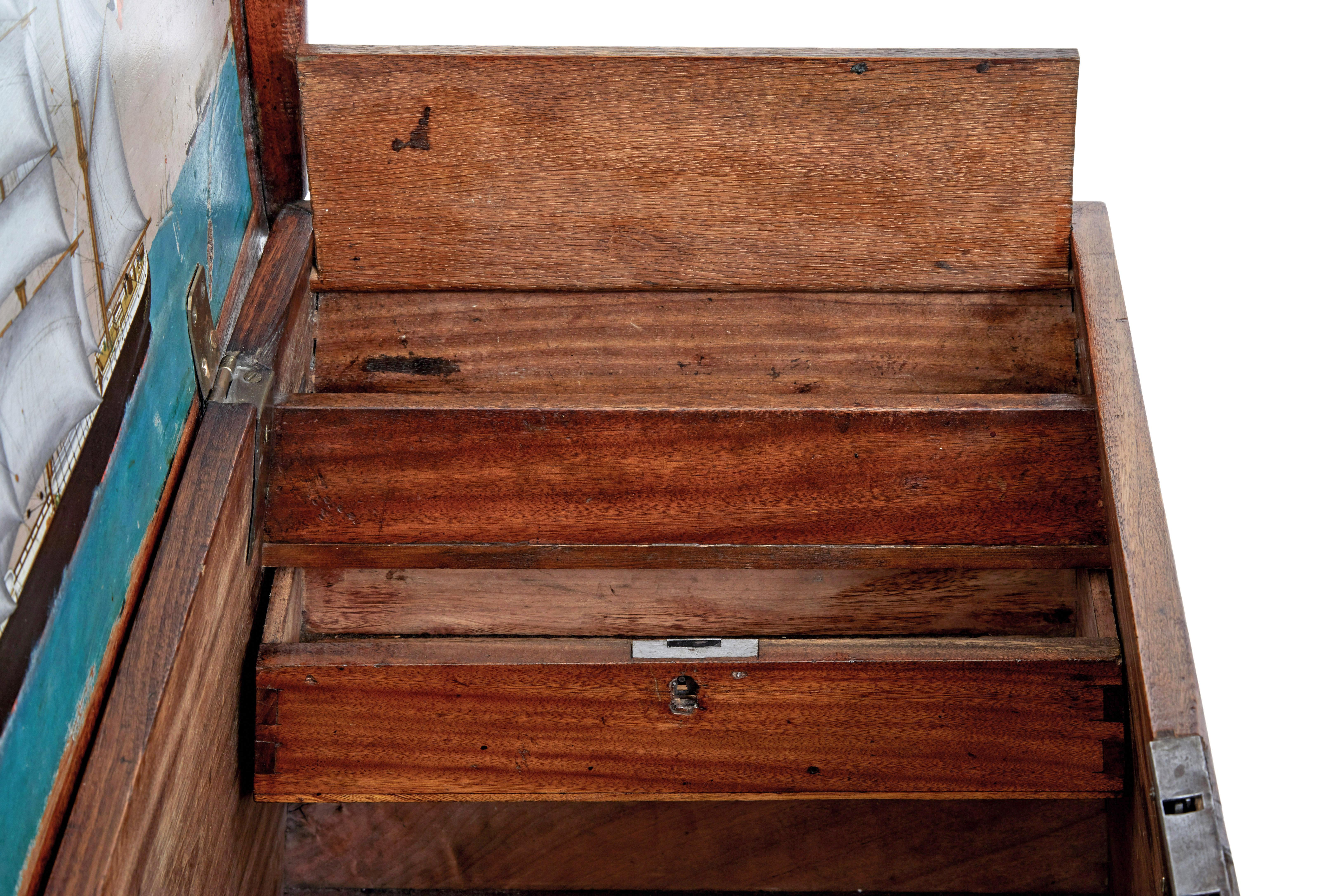 19th Century continental mahogany maritime chest 7