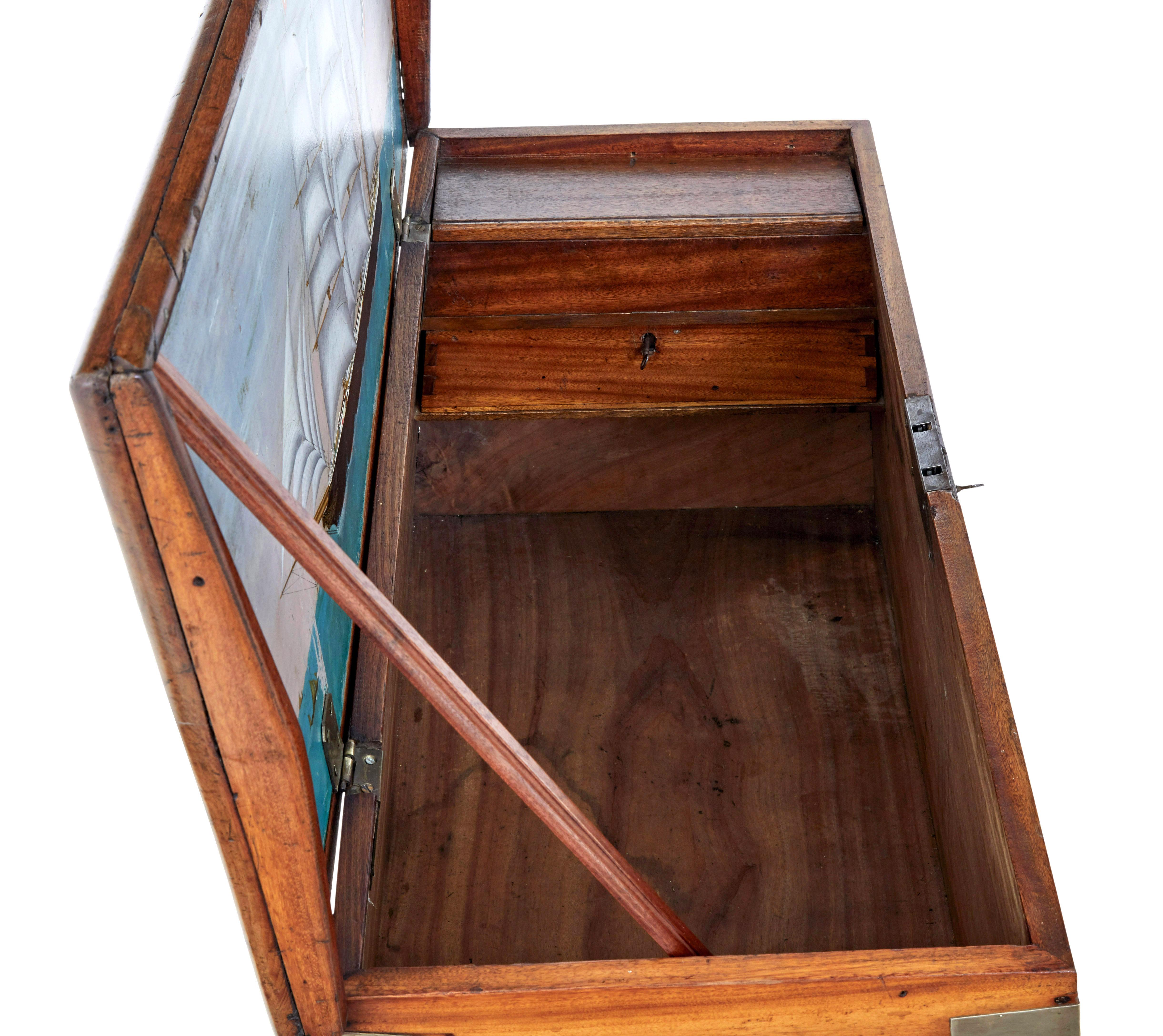 19th Century continental mahogany maritime chest 8