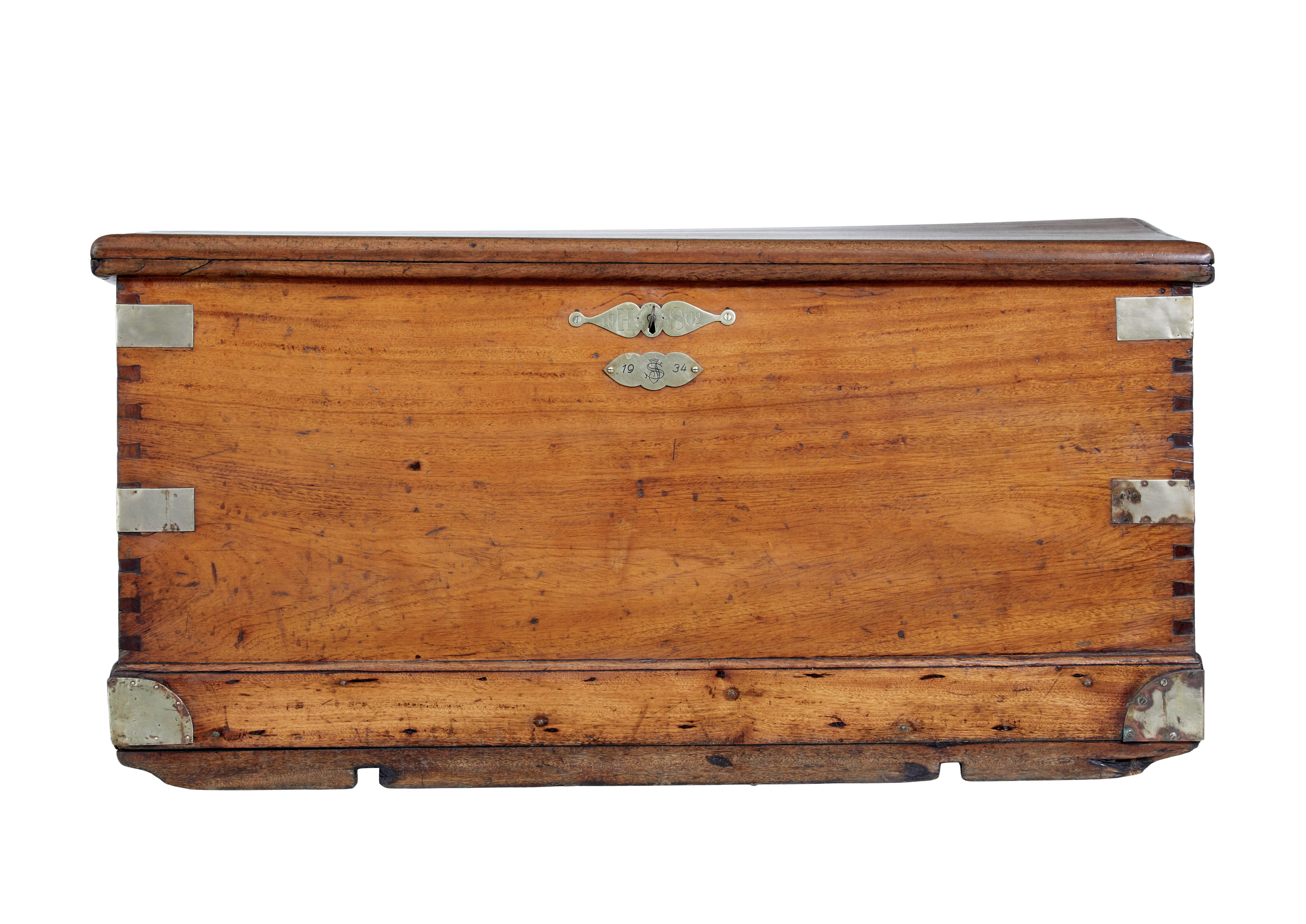 Victorian 19th century continental mahogany maritime chest
