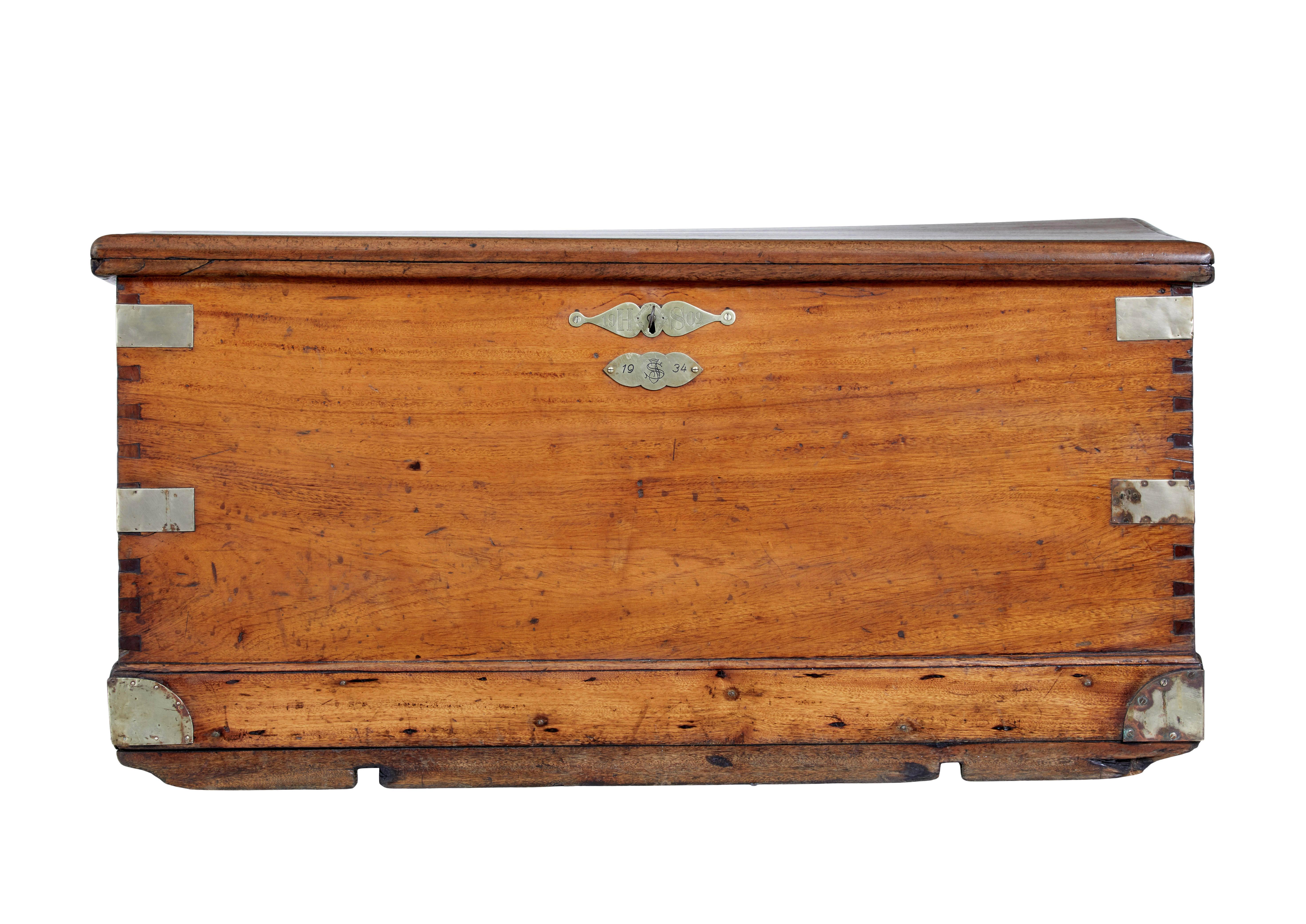 Victorian 19th Century continental mahogany maritime chest